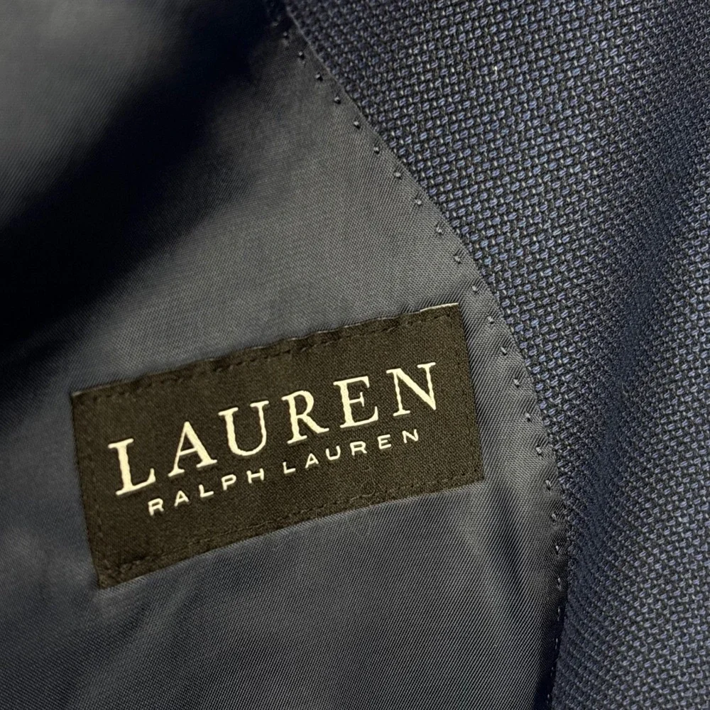 Ralph Lauren Blazer Mens Blue Textured Two Button Sport Coat Jacket Black Label‎